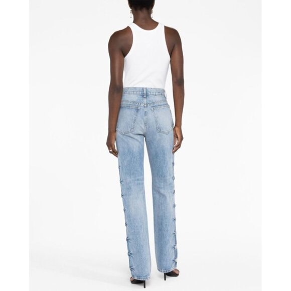 NWOT KHAITE Studded Danielle Jeans – High Rise Straight Leg, Size 27 - Picture 3 of 7